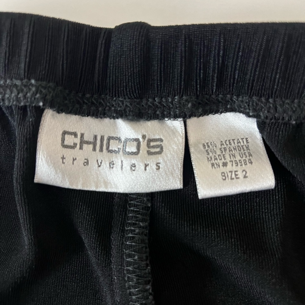 Chico’s Travelers Black Slinky Pull On Cropped Wide Leg Pants Size 2/Large - Picture 7 of 8